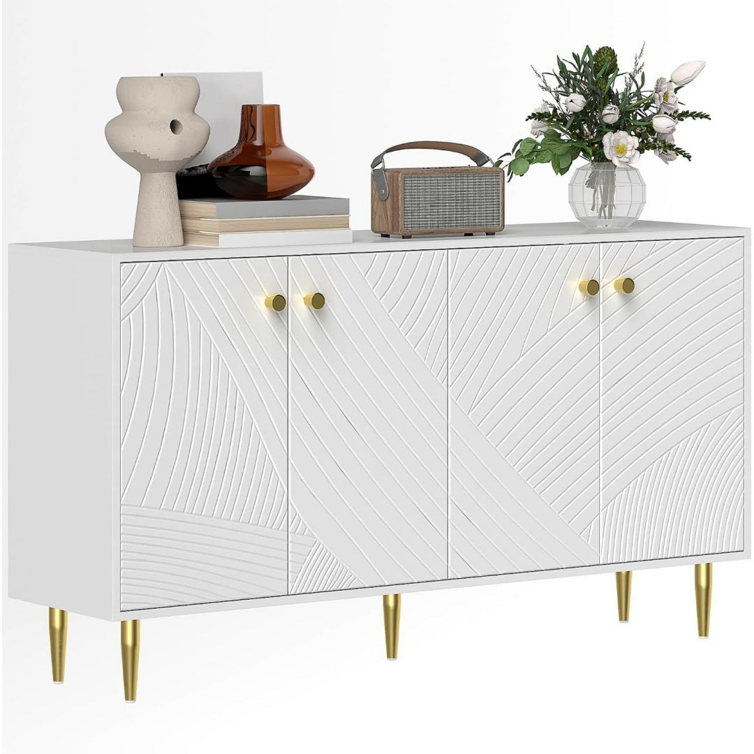 Sideboard mit goldfarbenen Griffen und verstellbaren Ablagen
