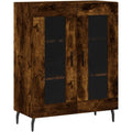 Sideboard aus Metall und Glas in Eichenbraun