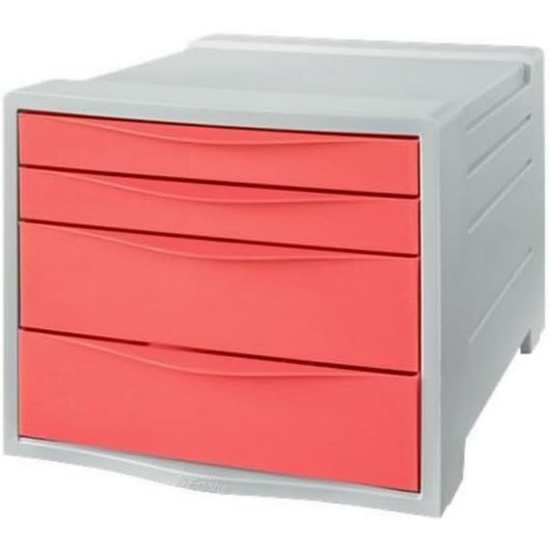 Sideboard mit den Massen 69.1 x 56.6 x 45.2 cm in Rot und Silber