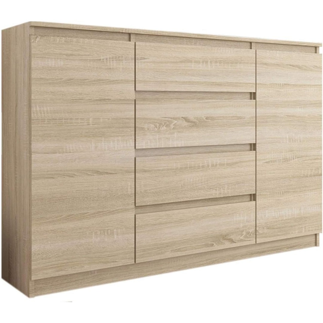 Bei dem Sideboard stehen grifflose Fronten im Mittelpunkt