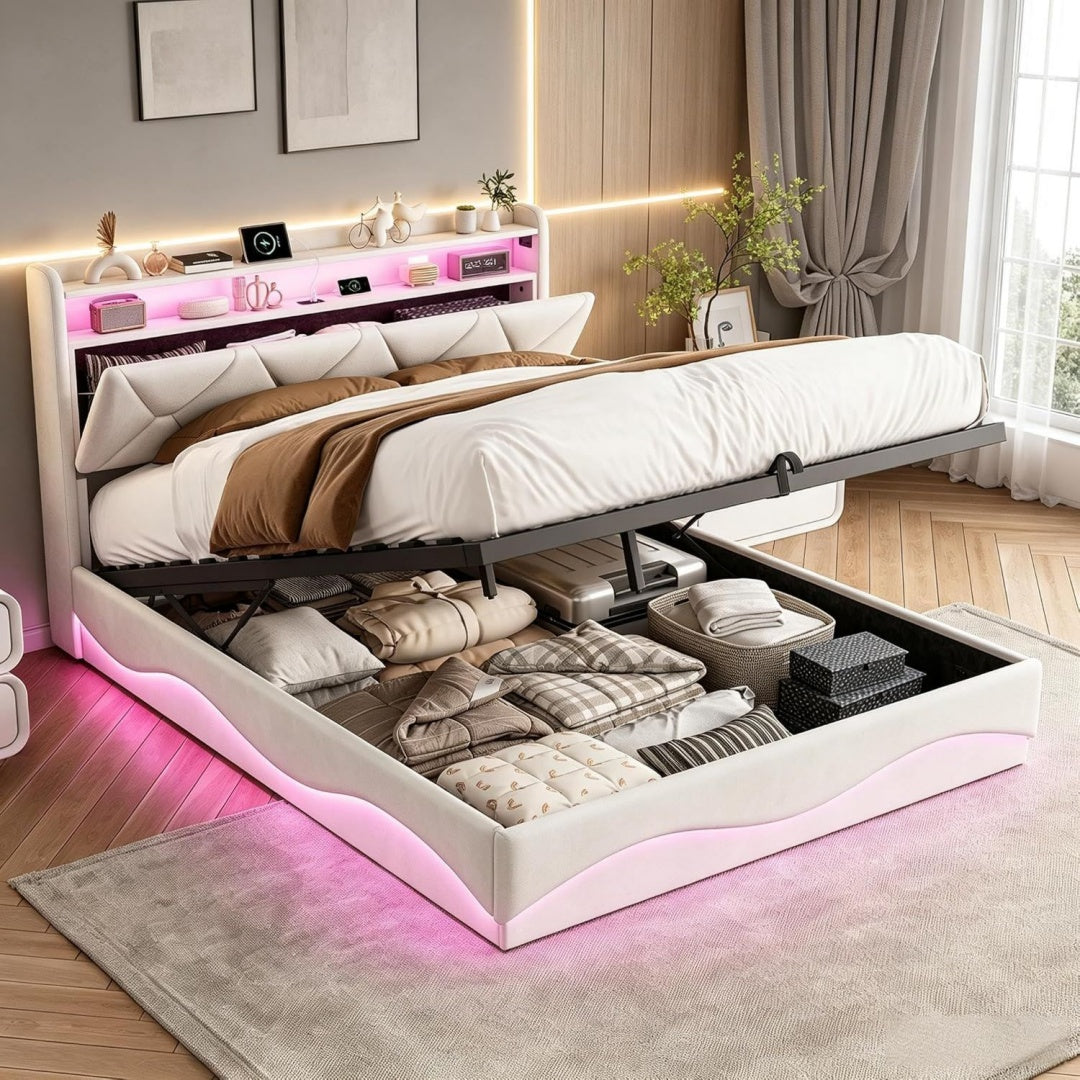 Bettgestell mit den Massen 160 x 200 cm in Beige