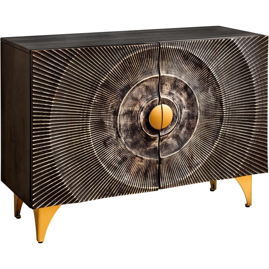 Sideboard aus Holzwerkstoff und Metall in Schwarz und Gold