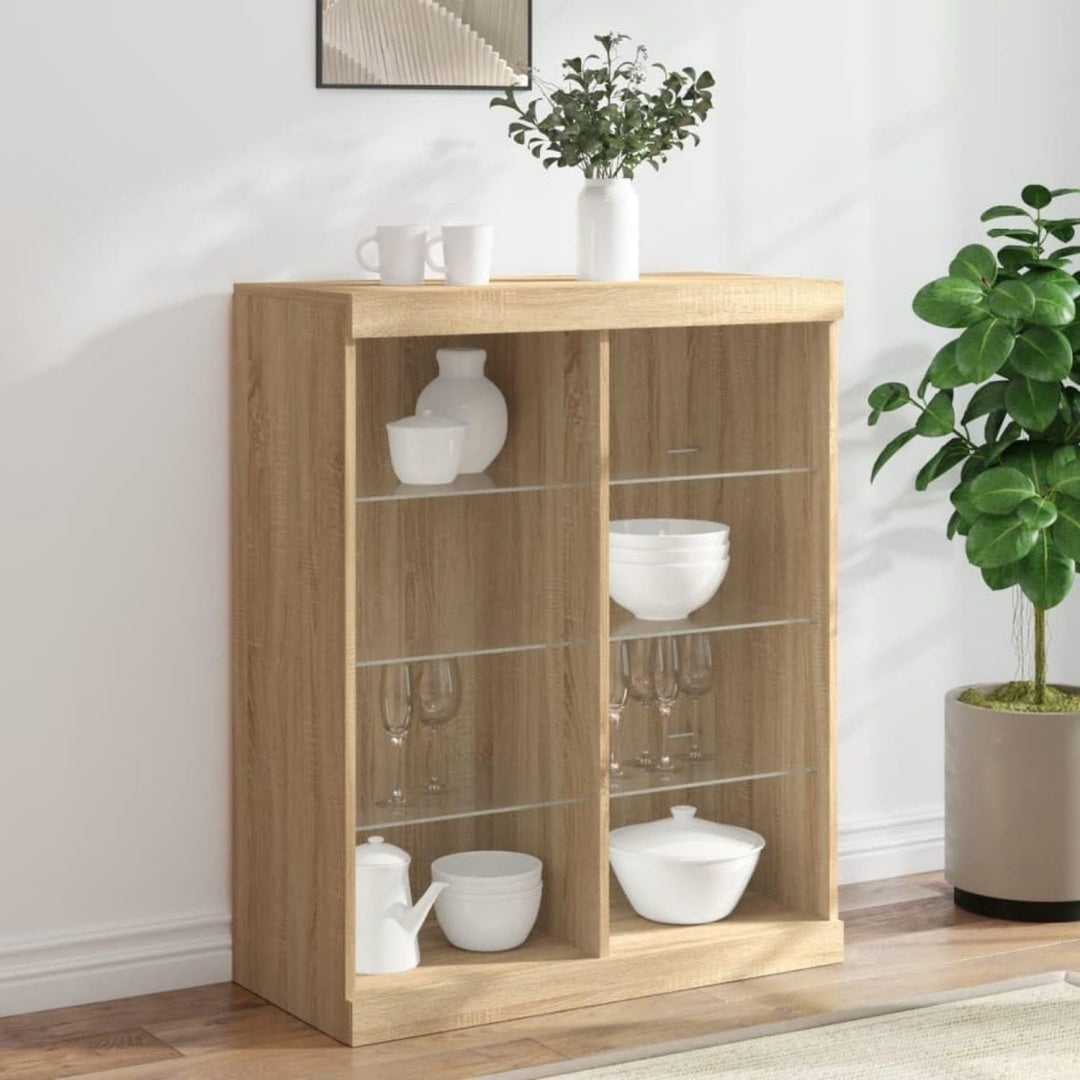 Das Sideboard misst 81 x 37 x 100 cm in Eichenbraun