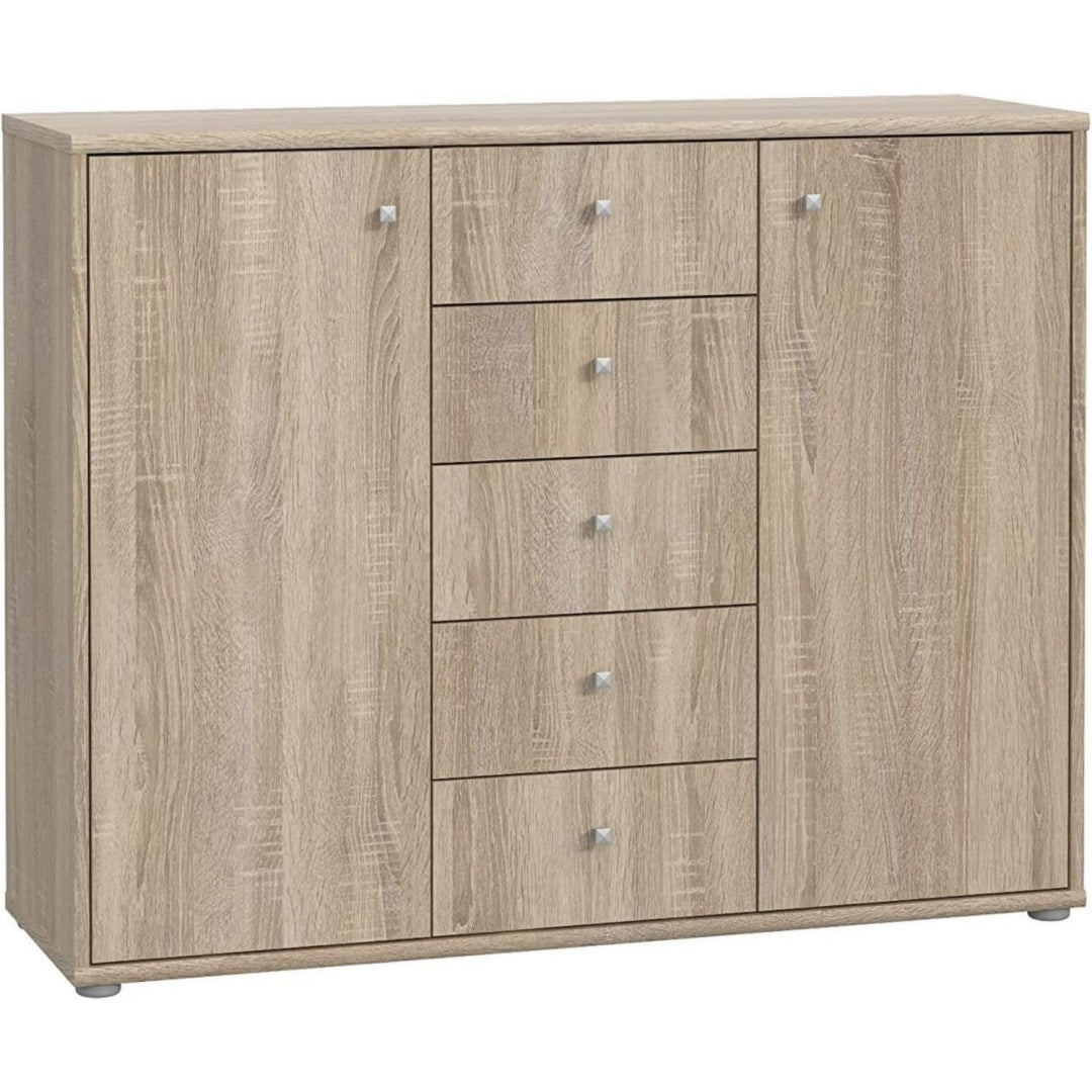 Eine Wandmontage und 5 Schubladen bestimmen das Sideboard