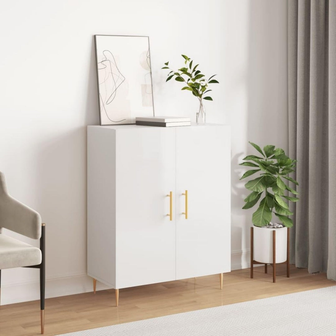 Sideboard aus Holzwerkstoff und Metall mit glaenzenden Oberflaechen