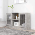 Vitrine aus Holzwerkstoff und Glas mit geschlossenem Stauraum