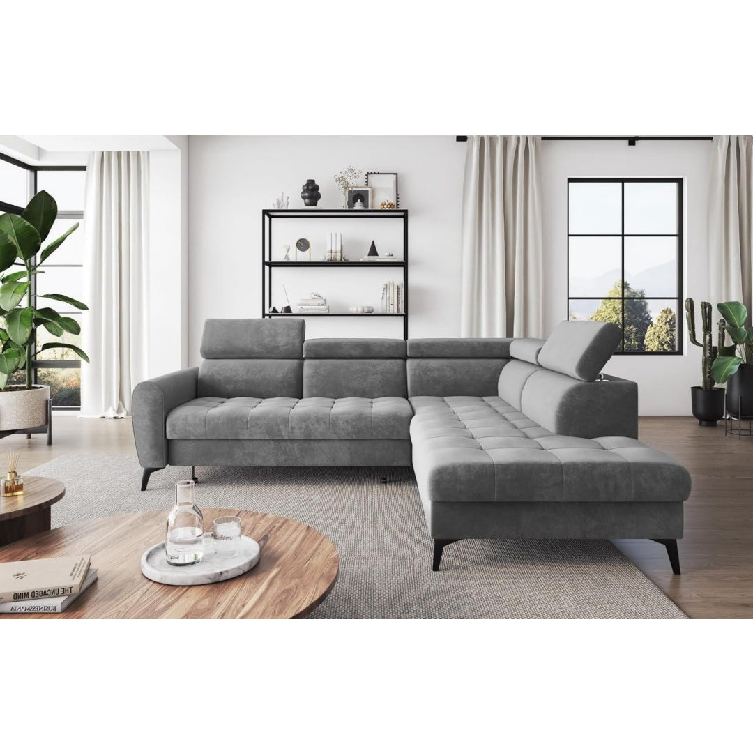 Sofa aus Samt und Stoff in Grau