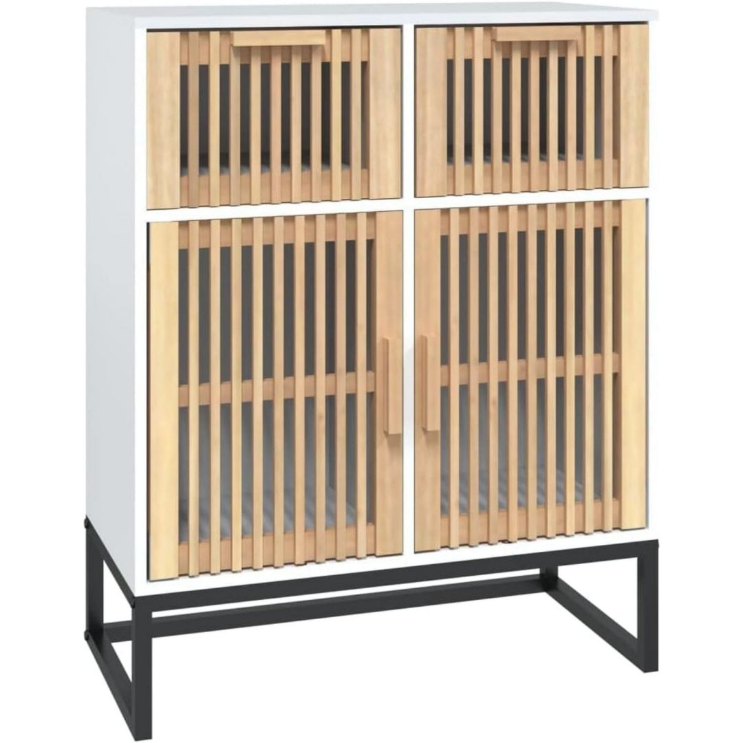 Sideboard mit strukturierten Fronten und einem Metallgestell