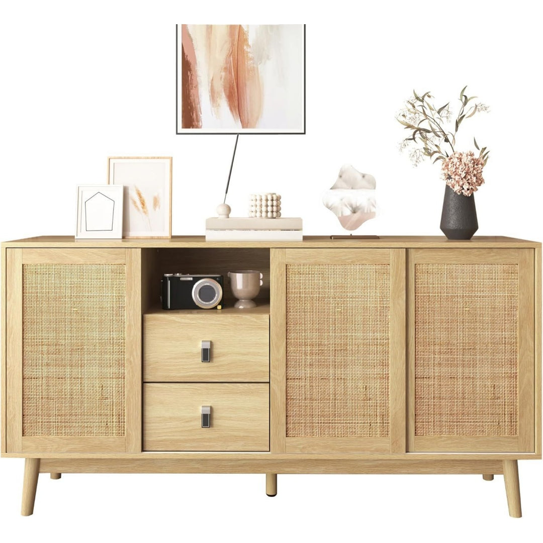 Sideboard mit Flechtoptik und 2 Schubladen